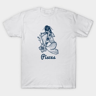 Pisces Zodiac Horoscope with Fish with Flower Sign and Name T-Shirt